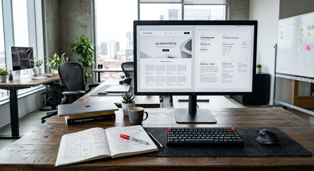 Diseñador trabajando en la maqueta de una página web
